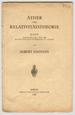 Einstein: Rede in Leiden, 1920