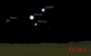 Merkur Venus Mars Jupiter Mai 2011